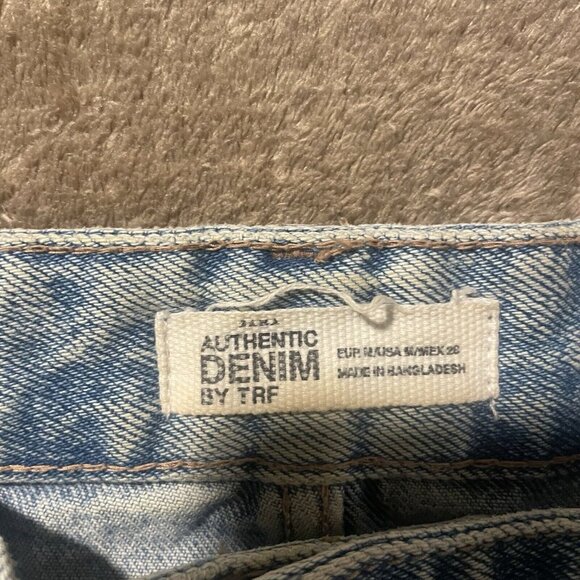 Zara Authentic Denim Skirt Womens Small Mini Jean TRF Raw Hem Buttons Pockets - Picture 2 of 6